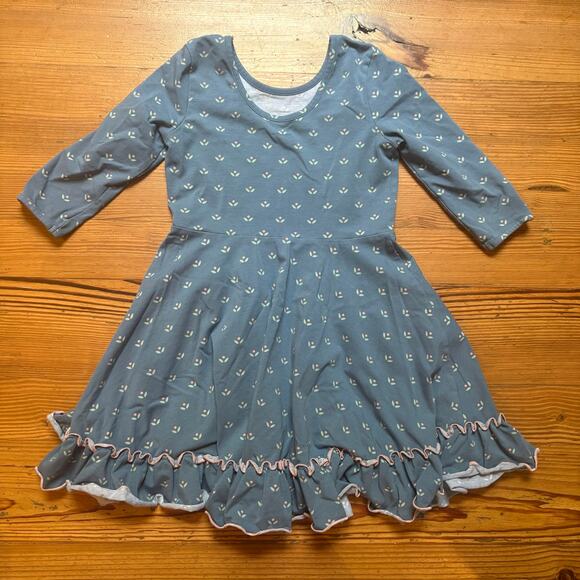 Serendipity Shrimp and Grits blue vintage floral long sleeve girls dress SIZE 7 - Picture 6 of 6